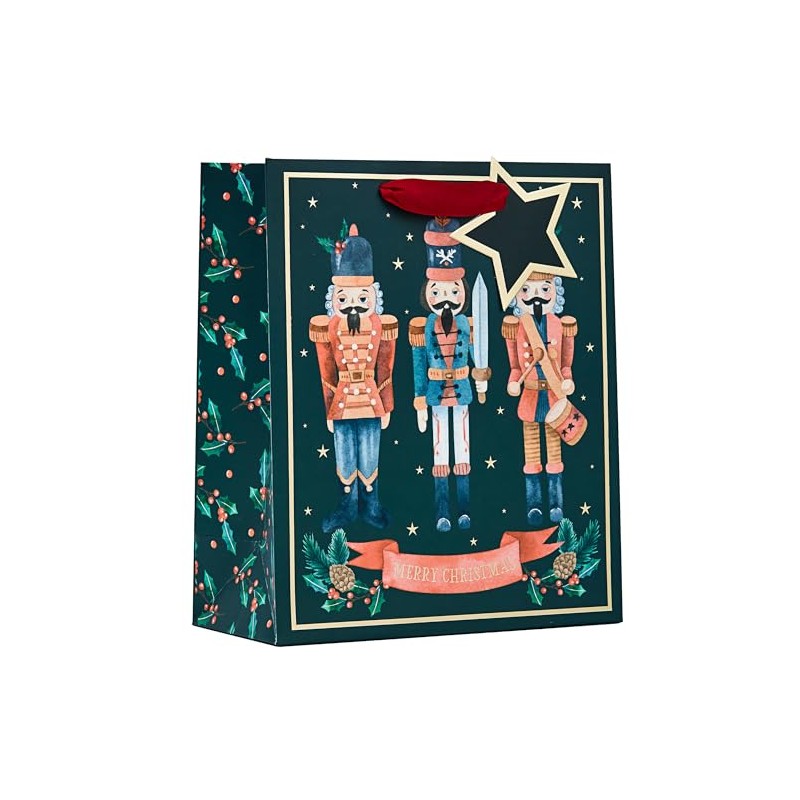 Design By Violet Merry Christmas Nutcracker Gift Bag with Red