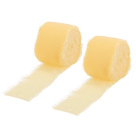 sourcing map Chiffon Ribbon 1.5" x20 Yard Silk Ribbon, Light Yellow Chiffon Silk Ribbon for Wedding, Gift Wrapping, Flower Arrangement Decoration, Pack of 2