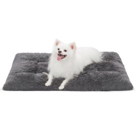 WAYIMPRESS Small Dog Bed Crate Pad Mat for Dog Cages Fluffy Washable Dog Bed for Small Medium Size Dog Soft Kennel Pad Anti-Slip Pet Bed,24" x 18",Dark Grey
