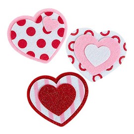 Fun Express Felt Valentine's Day Heart Magnet - Craft Kits - 12 Pieces