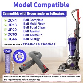 Hose Filter Replacements Compatible with Dy.son DC41 DC65 DC66 UP13 UP20 UP30, Ball Animal 2/3, Multi Floor Vacuum Compare to Part 920769-01 & 920640-01