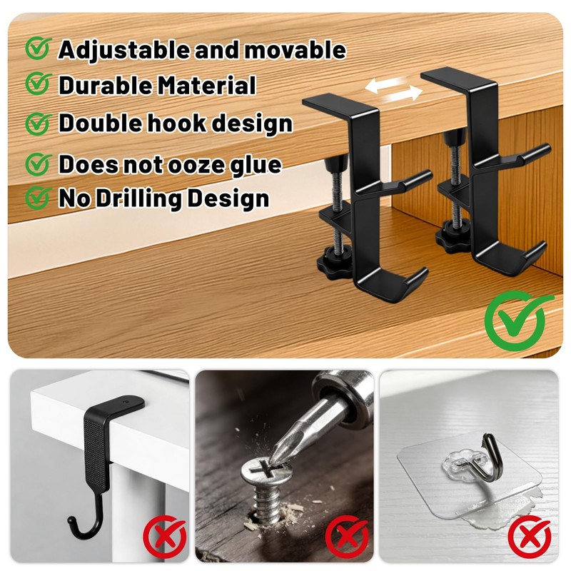 VoyaBliss 6 Pcs Adjustable Purse Hooks Heavy Duty Bag Hanger