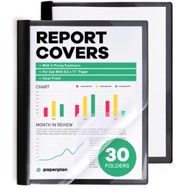 Report Covers - (30 Set), 8.5 x 11 Letter Size, 3-Prong Fasteners, Clear Front Plastic Folders - Perfect for Presenting Resumes, Proposals, and More with Professionalism
