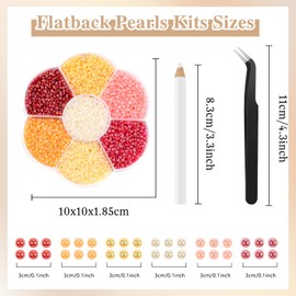 BOUBONI 6800 Pcs Flatback Pearls Kits 3mm Half Round Pearls for Crafts with Pickup Pencil Tweezer Suitable for Wedding Dresses Nail Art Facial Makeup Clothing DIY(Macron)
