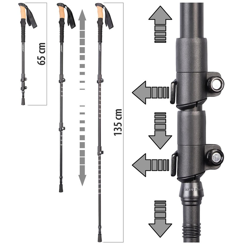 Speeron Anti-shock Hiking Poles: 1 Pair Telescopic Hiking Poles, Aluminium,
