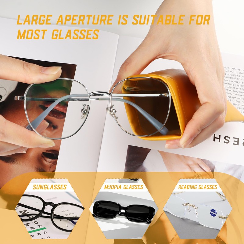 JSMTKJ 4 Fundas para Gafas de Cuero PU Suave, Estuche