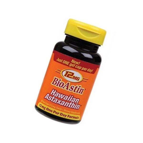 BioAstin - Hawaiian Astaxanthin (Non GMO) 12mg - 50 gel capsules ( ONE A DAY )