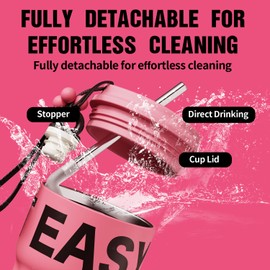 GOOM 18oz Spill Proof Tumbler with Lid and Straw, 18/10 Stainless Steel, 6-Layer Insulation, Insulated Tumbler Cups with Flip Lid and Straw Mouth Rotary Lock, Leak Proof Tumbler - Hot Pink