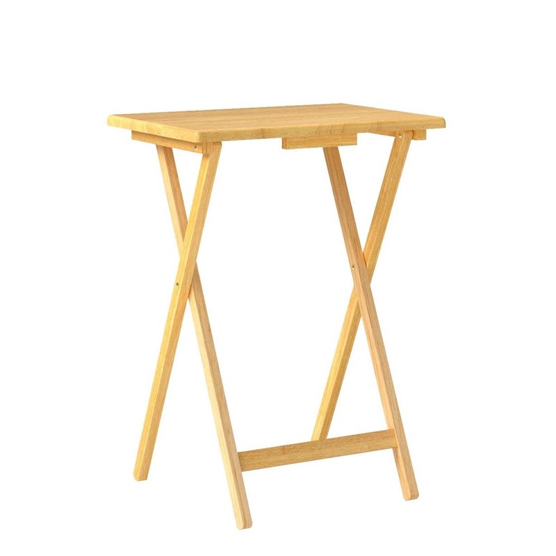 PJ Wood 5-Pack TV Tray, Folding Wooden Dinner Table Set