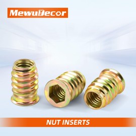 M8 x 15mm Threaded Inserts for Wood, Nut Inserts, Hex Drive, 40 PCS