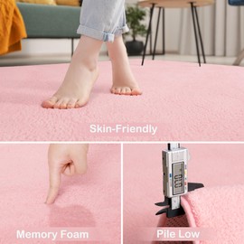 Keeko 2x6 Entryway Runner Rug, Pink Bedroom Rugs Washable Runners for Hallways Non Slip Low Pile Modern Memory Foam Rug Indoor Kitchen Rugs Carpet for Farmhouse Nursery Dorm Laundry Kids Room Decor