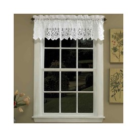 LORRAINE HOME FASHIONS Hopewell - Panel de Cortina de Encaje para Ventana, Falda, Blanco, Valance 58" x 12", 1