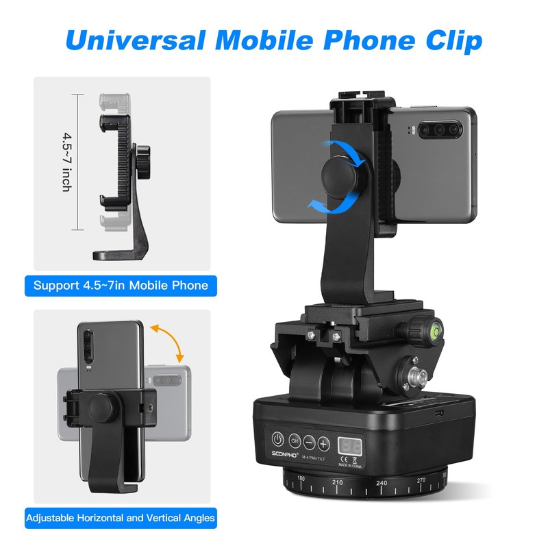 Soonpho M4 Motorized Rotating Panoramic Tripod Head, Remote Control 360°