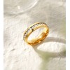 TIGRADE 6mm Gold Titanium Ring Cubic Zirconia Engagement Ring Wedding