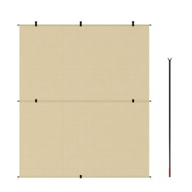 Coarbor 4'W x 6.5'H Sun Shades Outdoor Patio Foldable Shade Blinds for Deck Porch Balcony Backyard Light Beige