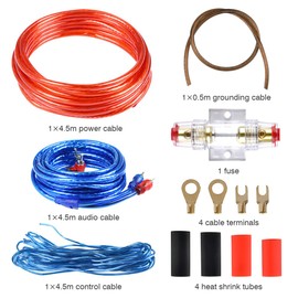 Amplifier Power Wire Kit Amplifier Installation - 10GA Car Amplifier Cable Installation Wiring, Durable Cable with Better Conductivity, Subwoofer Wiring Kit, Amp Wiring Kit Car Audio Wire 1500W / 4.5m