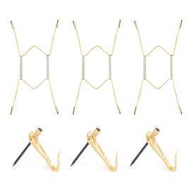 3 Pcs 7-10” Stainless Steel Plate Hangers for Decorative Plates, Includes 3 Pieces Brass Hook with Nails for Hanging