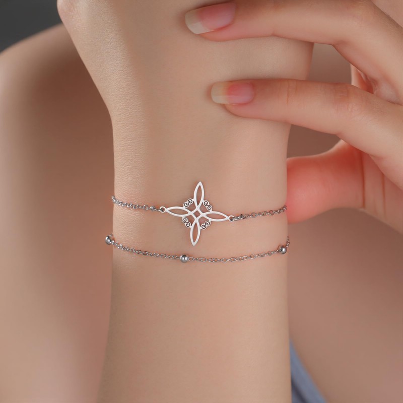 Witches Knot Bracelet Stainless Steel Adjustable Bracelet Celtic Knot Protection