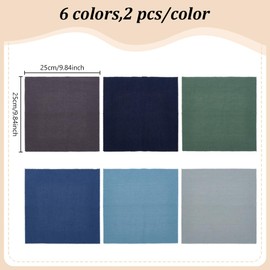 FREEBLOSS Sashiko Fabric Squares 100% Natural Cotton Linen Fabric for Quilting Accessories, Patchwork, Sewing, Home Decor, Pack of 12, 9.8 x 9.8 Inches