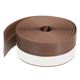 PATIKIL Silicone Seal Strip, 16.5FT Self Adhesive Door Draft Stopper 35MM Silicone Soundproof Gap Replacement Strip Roll for Window, Door, Brown