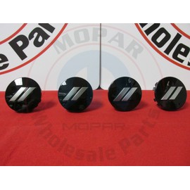 Mopar Dodge Challenger Charger Gloss Black Chrome Stripe Wheel Center Cap Set of 4 OEM