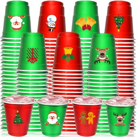 Wenqqy 200 Pcs 2 oz Christmas Plastic Shot Cups Mini Disposable Shot Glasses Small Plastic Shot Glasses Bulk for Christmas Party Decorations Supplies