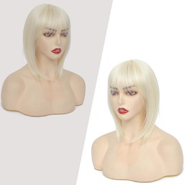 PARXITN Hair Topper for Women Synthetic Hairpieces 45 cm Hair Toupee with Fringe Straight Wiglets Hairpieces for Thin Hair Bleach Blonde