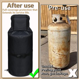 40 lb Propane Tank Cover, 1200D Heavy Duty Waterproof Thick Propane Tank Cover, Can Be Opened Top Easy to Use Waterproof Dustproof, UV-Resistant and Frost-Resistant for 40 Gallon Propane Tank (Black)