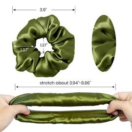 LILYSILK Pure Silk Scrunchies Elastic Women's Hair Band 100% Silk Hair Ties (Olive Green)