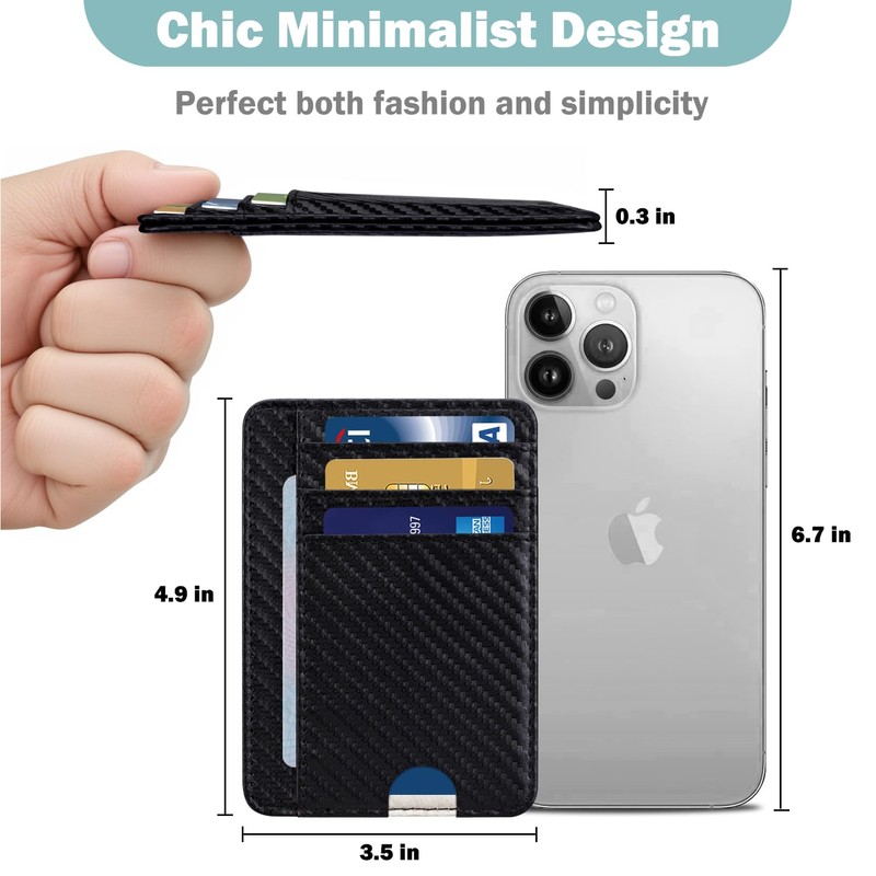 HOTCOOL Slim Wallet for Men, Minimalist Front Pocket Simple Leather