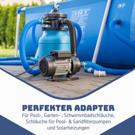 2 x Hose Connectors with 4 x Hose Clamps for the Pool - Hose Nozzle in Pack of 2 (32 mm x 38 mm, White)