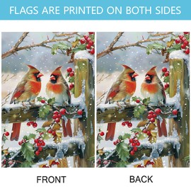 Morigins Winter Cardinal Birds Garden Flags Double Sided Outdoor Yard House Flag 28×40 inch