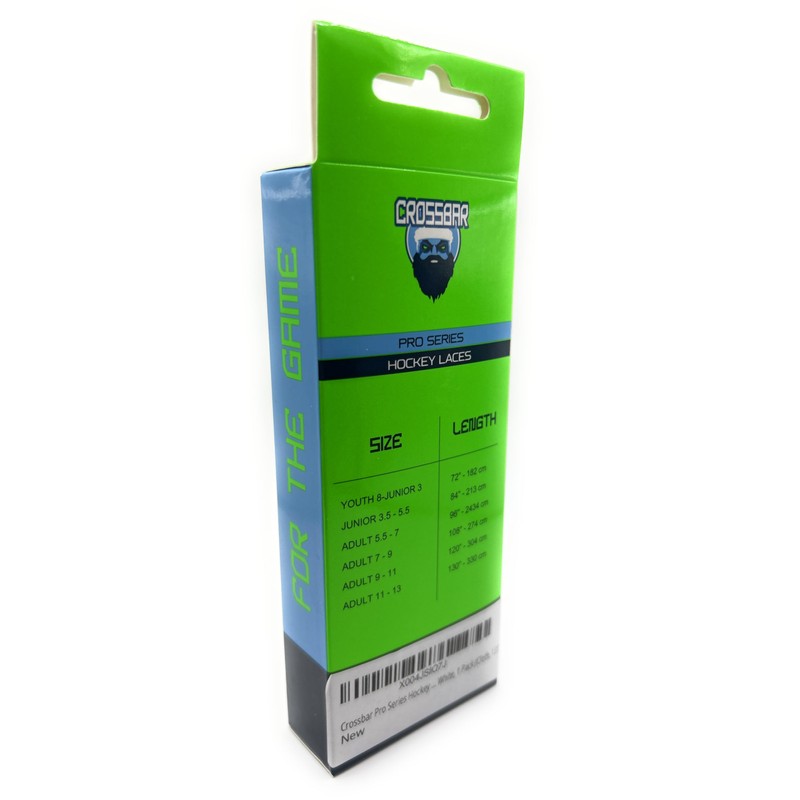 Crossbar Pro Series Hockey Laces, White, 1 Pack (Cloth, 72")