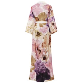 PRODESIGN Kimono Robes for Women - Long Chiffon Sleepwear Silky Floral Kimono Cover-Up Nightgown Bathrobe Loungewear Blouse