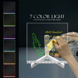 Masshomi LED-Zeichnung Licht bis Acryl Message Board mit 7 Farben ändern 7 Markierungen Fernbedienung DIY Note Board mit Stand für Kind Bar Schule Coffee Shop（20 * 20CM）