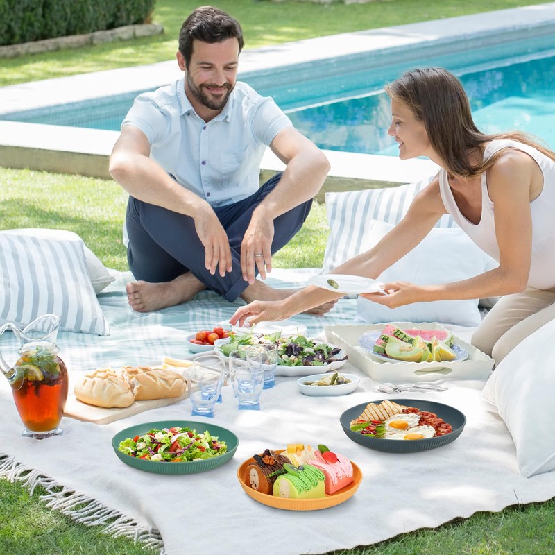 Worephu Lightweight & Unbreakable Dinner Plates Set of 6, Reusable