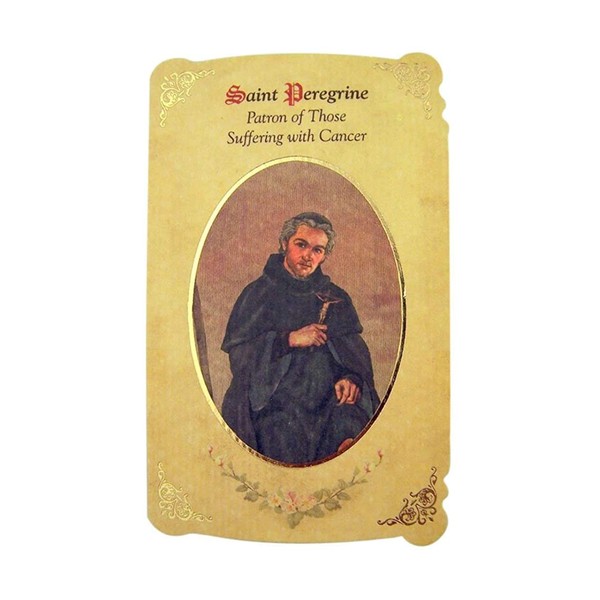 St Peregrine Healing Holy Card with Medal for Cancer