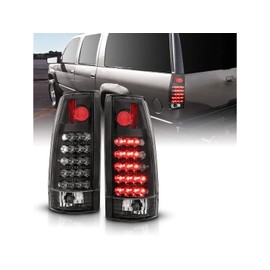 AmeriLite for 1988-1999 Chevy GMC Full Size C/K Pickup Truck Tahoe Suburban Truck Black Housing LED Replacement Tail Lights Assembly Pair - Passenger and Driver Side
