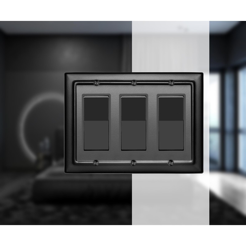Monarch Abode 3-Gang Rocker Wall Plate, Architectural Decorator Metal Switch