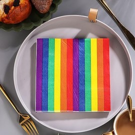 Pack of 40 Rainbow Napkins for Christening, Children's Birthday, Baby Shower, Confirmation Communion Table Decoration, Girls Rainbow Party Decoration