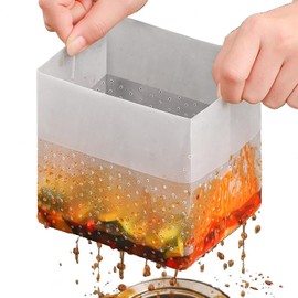 Bageson 60 Count Freestanding Drainer Garbage Bags for Kitchen, No Triangular Corners, Freestanding Drainer Net, Disposable Type, 9.8 x 7.1 inches (25 x 18 cm) (60 Pieces)