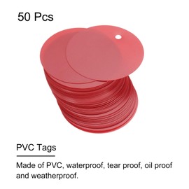 MECCANIXITY 50pcs Waterproof Shipping Tags, PVC Metal Eyelet Durable Label Tear Resistant Blank Tag for Product Identification Inventory Car Parts Tag, Red