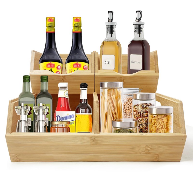 MinBoo Bamboo Stackable Pantry Storage Bins Potato and Onion Storage,Fruit
