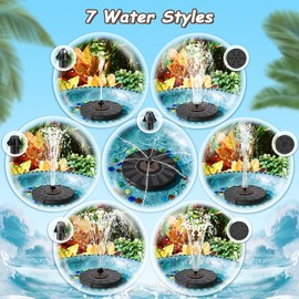 Yzert Solar Fountain Coffee Flower, 2025 Upgrade Floating Solar Water Fountain Pump with 4 Fixers & 7 Nozzles for Bird Baths, Ponds, Pools, Gardens, Patios, Outdoors&Flower Pots