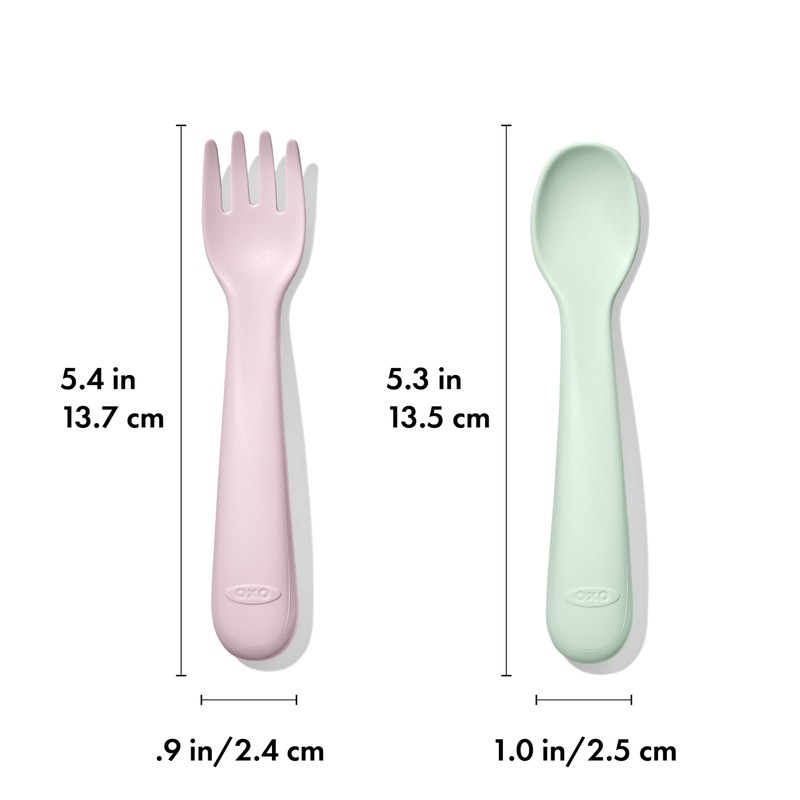 OXO Tot Plastic Fork and Spoon Set - Opal and