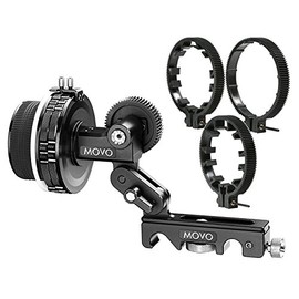 Movo F2X Precision Follow Focus System with Hard Stops and 65mm, 75mm, 85mm Adjustable Gear Rings
