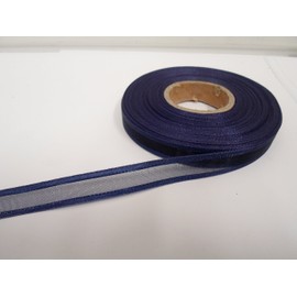 2 metres x 10mm Edged Organza Ribbon Navy Dark Blue Double Sided Satin Edge Sheer 10 mm 1cm