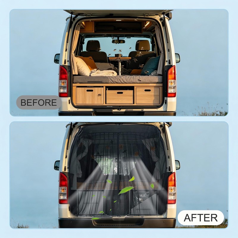 190 * 165cm Magnetic Car Tailgate Mesh Screen, Breathable Camping