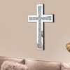 Aeveco Silver Mirrored Wall Cross 15×10 inch, Crystal Crush Diamond