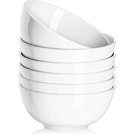 Delling 10oz Porcelain Bowls - Small Bowls - White Ceramic Bowls for Kitchen, Dessert Bowls for Ice Cream, Small Serving Bowls for Dipping,Snacks, Condiments, Side Dishes, Rice Bowls Set of 6